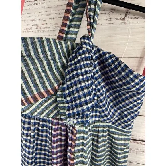 Maeve Dress Women's 10 Gingham One Shoulder Tie Stripe Anthropologie NWT - Picture 4 of 12